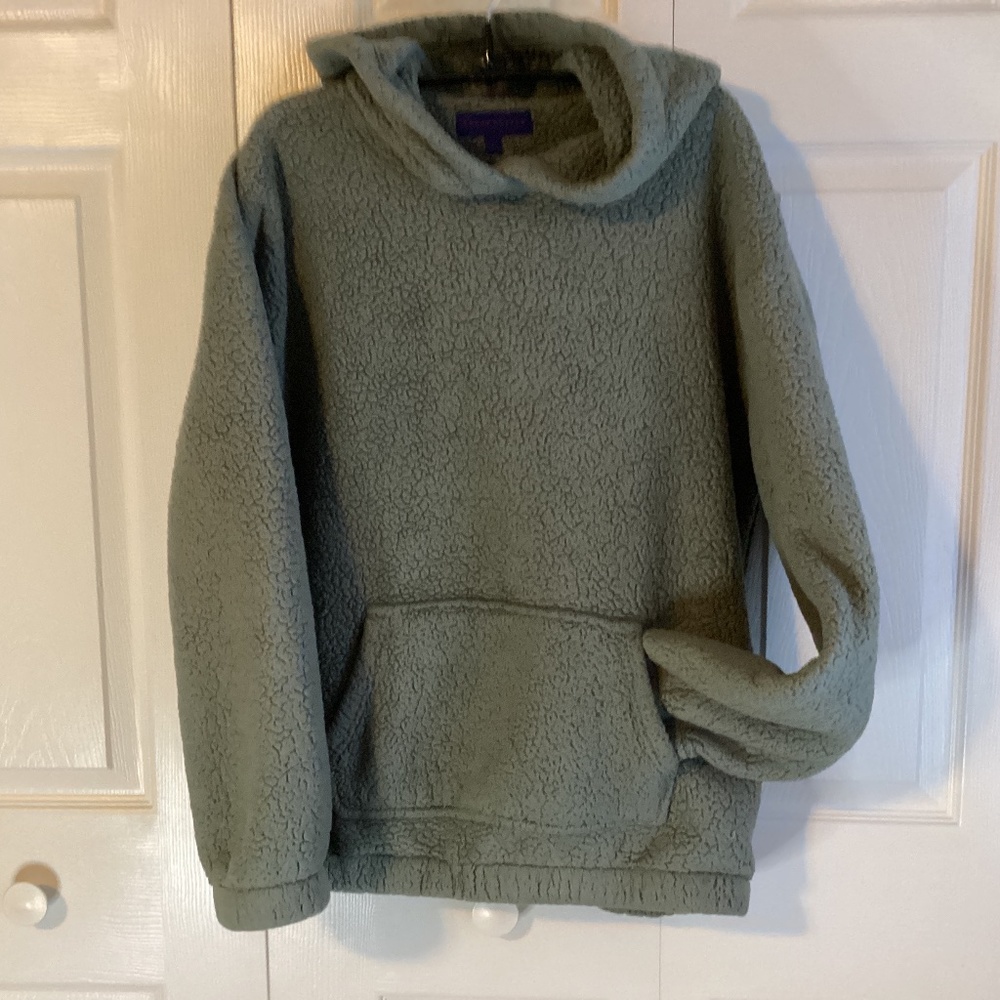 Aeropostale Mossy Green Sherpa Pullover Hoodie w/Front Pouch Size L